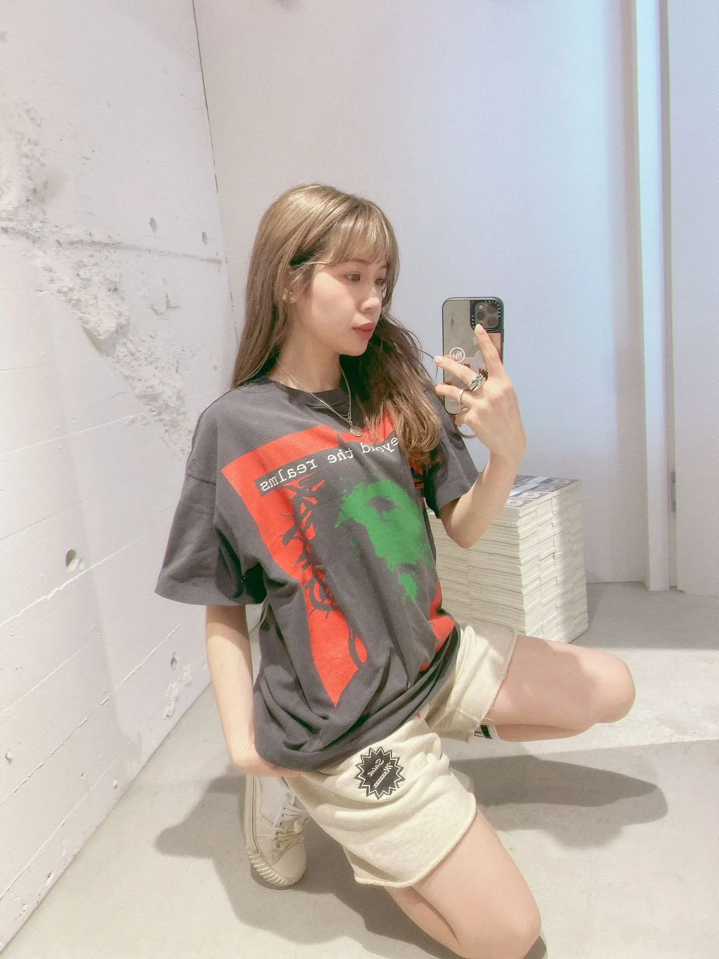 SAINT Mxxxxxx 'SAINT' SWEAT SHORTS/GRY/BLK embroidered SAINT LOGO basic shorts, distressed gray/washed black S-XL, four needles and six threads throughout, produced by a major domestic factory, imported Tajima machine embroidery, washed and distressed, original version